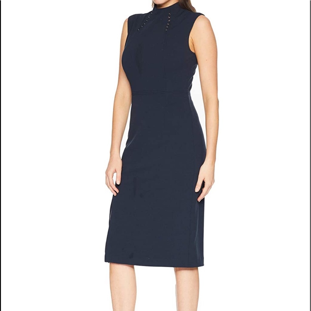 Ivanka Trump Navy Crepe Midi Dress size 14 NWT Retail $148 (T-K1)